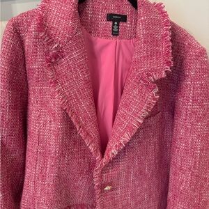 Aqua Vibrant Pink Tweed Blazer